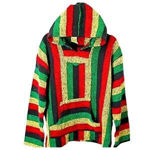 Frank's Hippie Rasta Hoodie Size XL Kangaroo Pocket Green Red Yellow Black